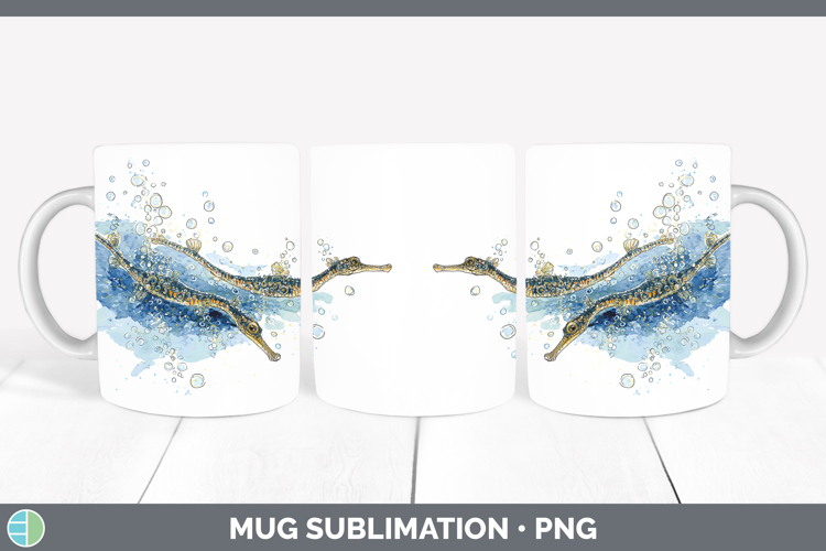 Pipefish Ocean Fish Sketch Mug Wrap Sublimation Design