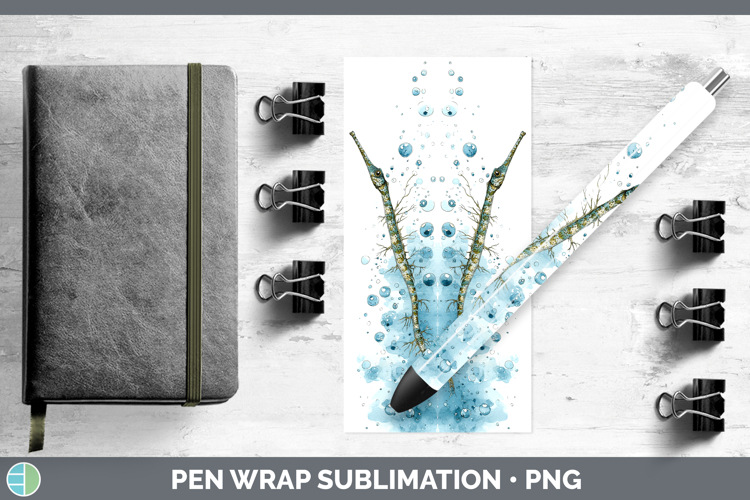 Pipefish Ocean Fish Sketch Pen Wrap Sublimation Design