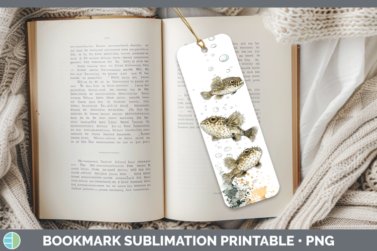 Porcupinefish Ocean Fish Sketch Bookmark Sublimation Design