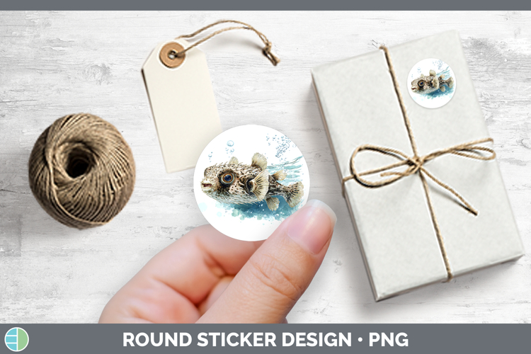 Porcupinefish Ocean Fish Sketch Stickers Design