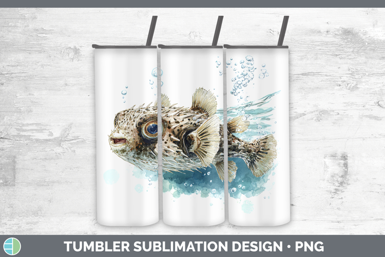 Porcupinefish Ocean Fish Sketch Tumbler Sublimation Design