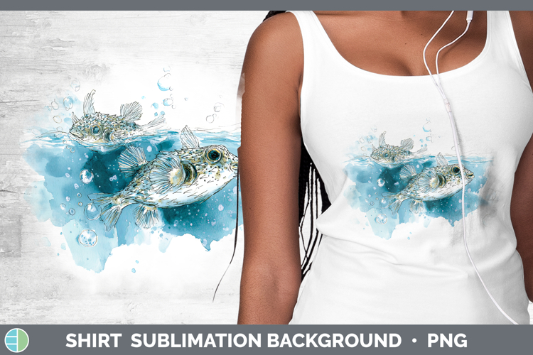 Pufferfish Ocean Fish Sketch Shirt Sublimation Design