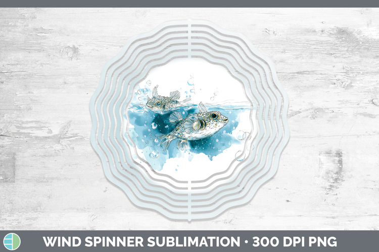 Pufferfish Ocean Fish Sketch Wind Spinner Sublimation Design