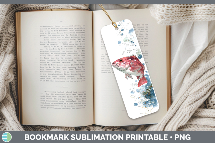 Snapper Ocean Fish Sketch Bookmark Sublimation Design