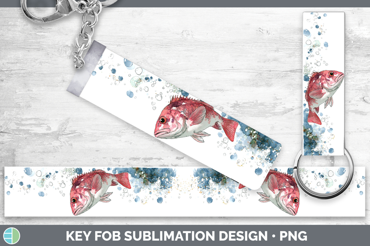 Snapper Ocean Fish Sketch Key Fob Sublimation Design
