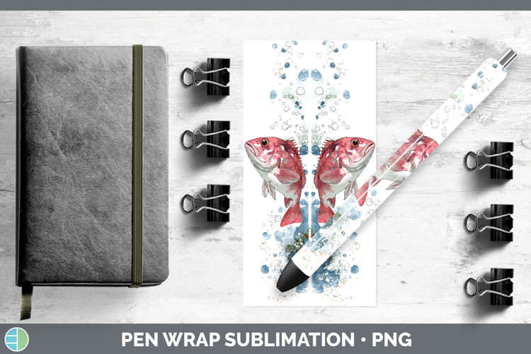 Snapper Ocean Fish Sketch Pen Wrap Sublimation Design