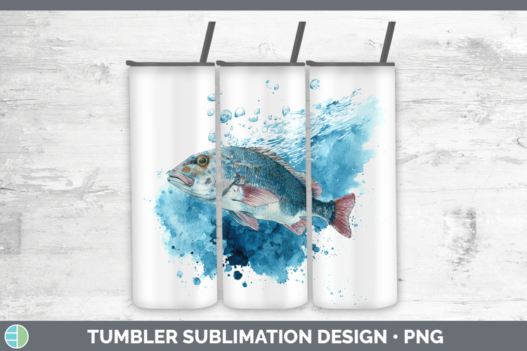 Snapper Ocean Fish Sketch Tumbler Sublimation Design