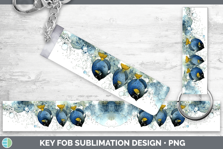 Surgeonfish Ocean Fish Sketch Key Fob Sublimation Design