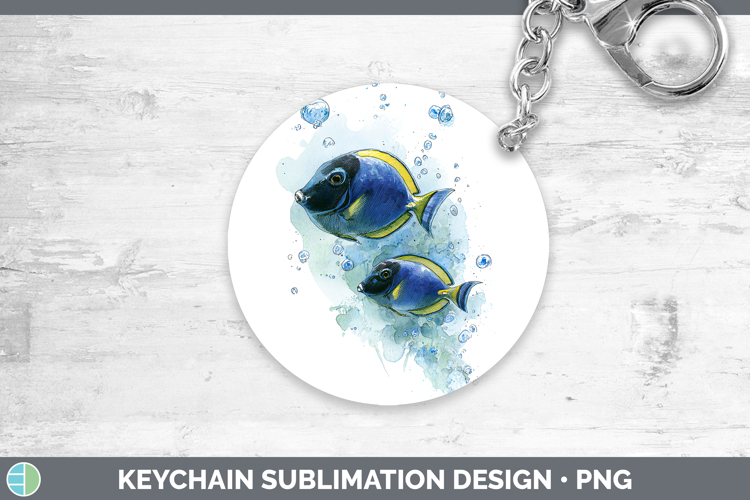 Surgeonfish Ocean Fish Sketch Keychain Sublimation Design