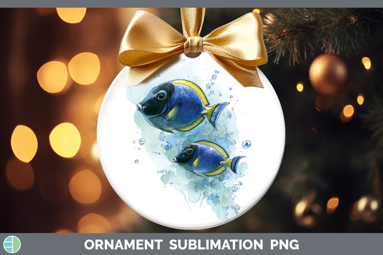 Surgeonfish Ocean Fish Sketch Ornament Sublimation Design