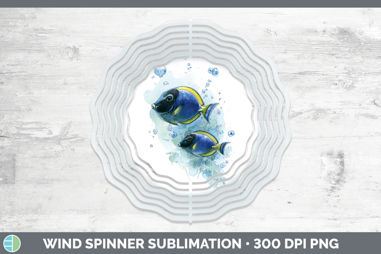 Surgeonfish Ocean Fish Sketch Wind Spinner Sublimation Desig