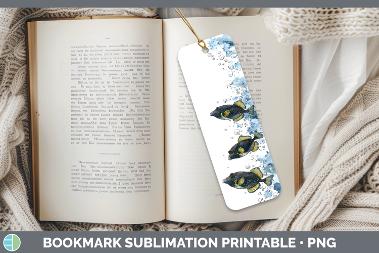 Triggerfish Ocean Fish Sketch Bookmark Sublimation Design