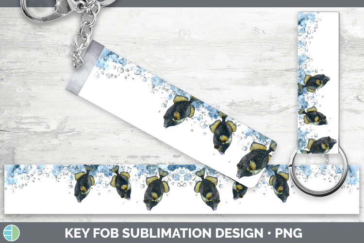 Triggerfish Ocean Fish Sketch Key Fob Sublimation Design