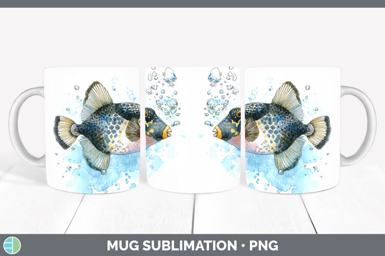 GorgeousOcean Fish Sketch Mug Wrap design.