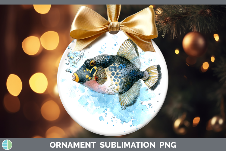 Triggerfish Ocean Fish Sketch Ornament Sublimation Design