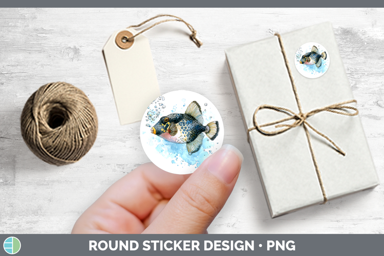Triggerfish Ocean Fish Sketch Stickers Design
