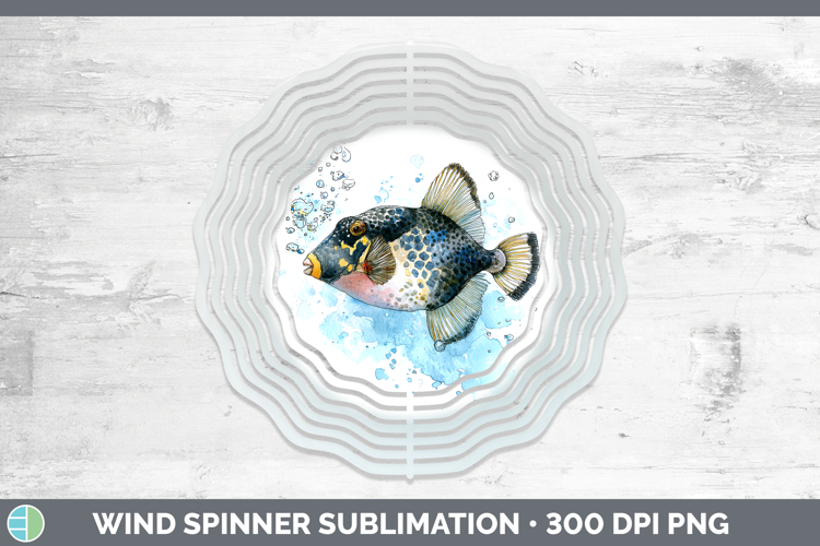 Triggerfish Ocean Fish Sketch Wind Spinner Sublimation Desig