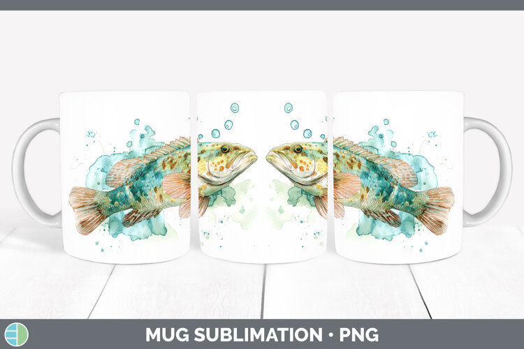 GorgeousOcean Fish Sketch Mug Wrap design.