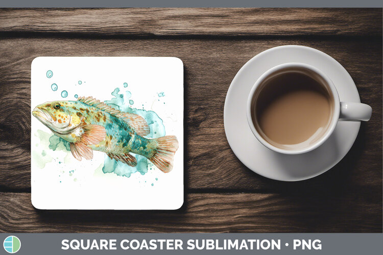 GorgeousOcean Fish Sketch Square Coaster design.