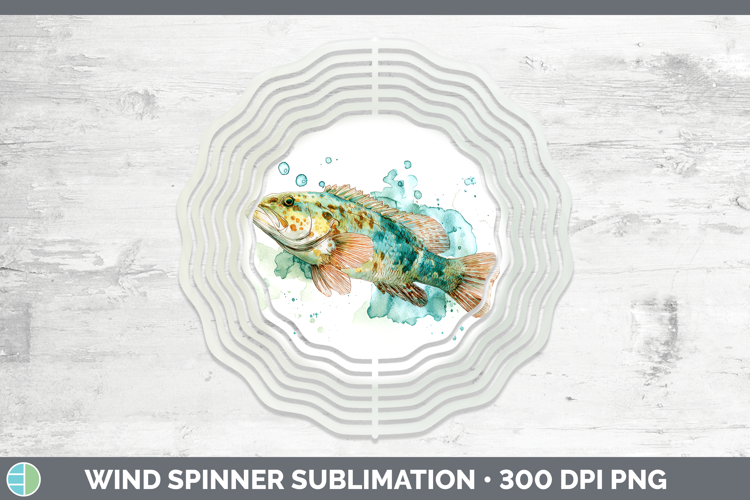 Wrasse Ocean Fish Sketch Wind Spinner Sublimation Design