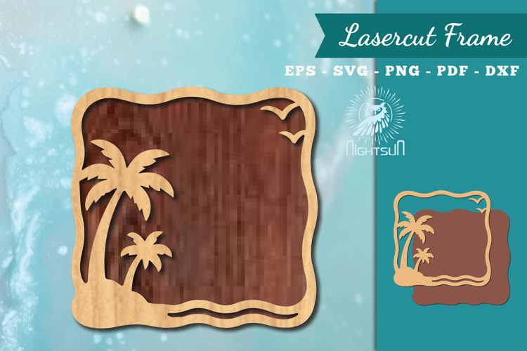 Ocean Frame Lasercut Decoration SVG example image 1