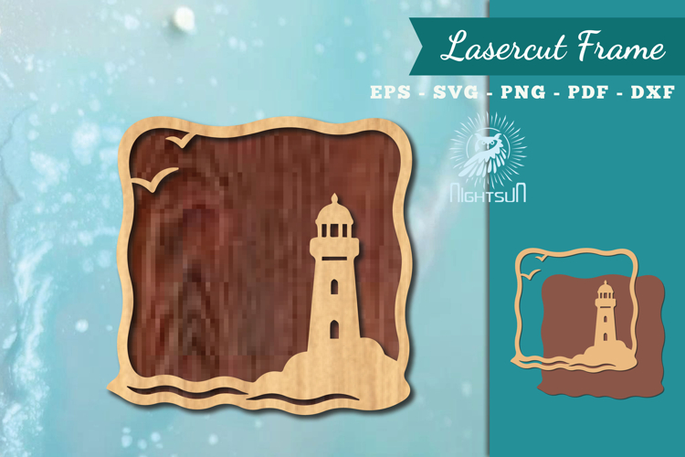 Ocean Frame Lasercut Decoration SVG example image 1