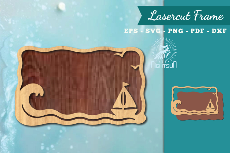 Ocean Frame Lasercut Decoration SVG example image 1