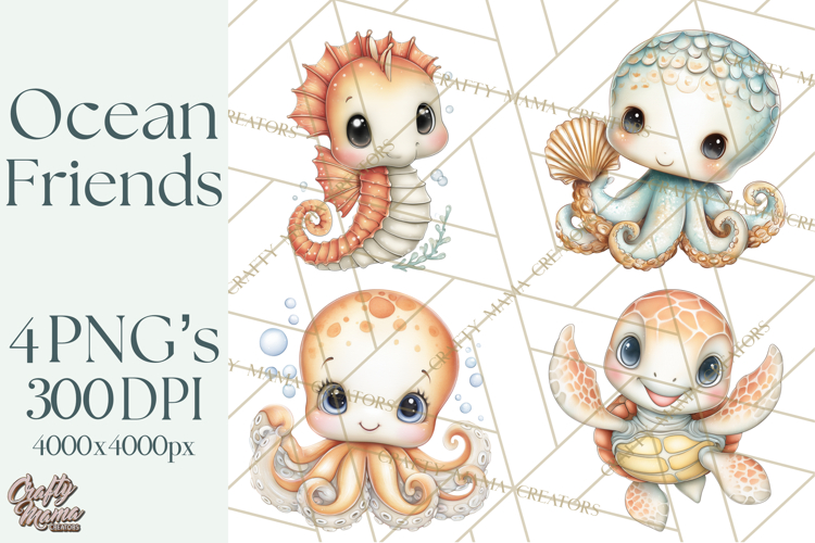 Underwater Ocean Clipart PNG, Sea Animals and Coral Elements