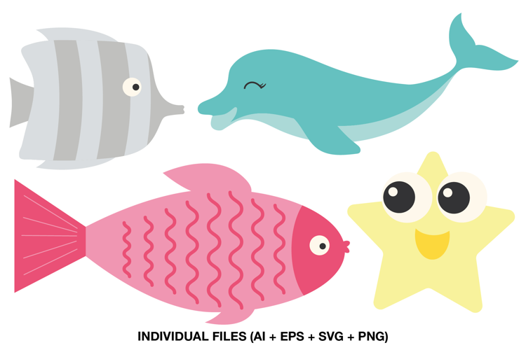 Cute Ocean Animals Clipart for Kids Birthday Party Decor