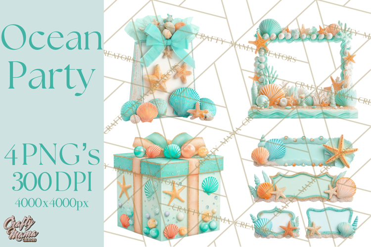 Under the Sea Birthday Party Clipart, Ocean Celebration Png