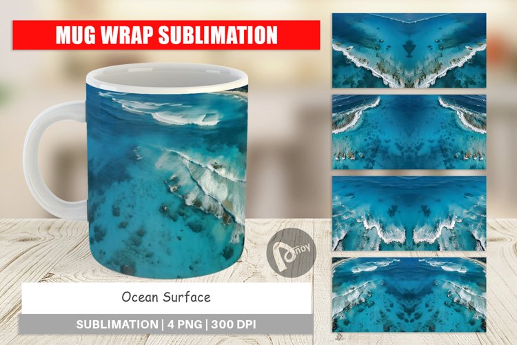 Mug Wrap Design Ocean Surface