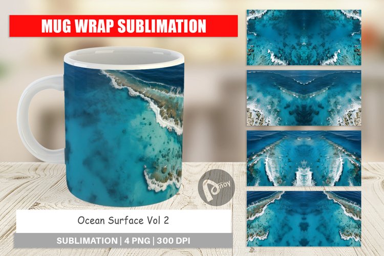 Mug Wrap Design Ocean Surface