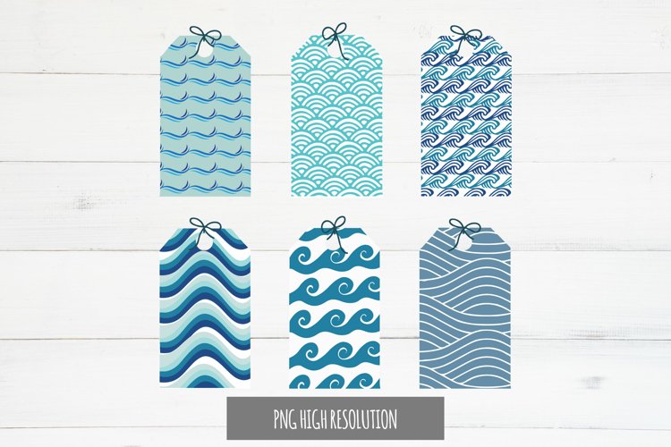 Ocean Wave Patterned Shaped Tag