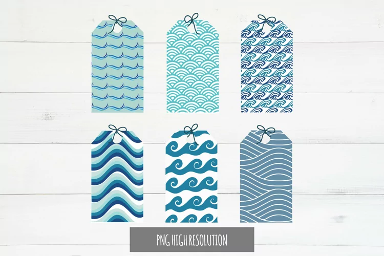 Ocean Wave Patterned Shaped Tag