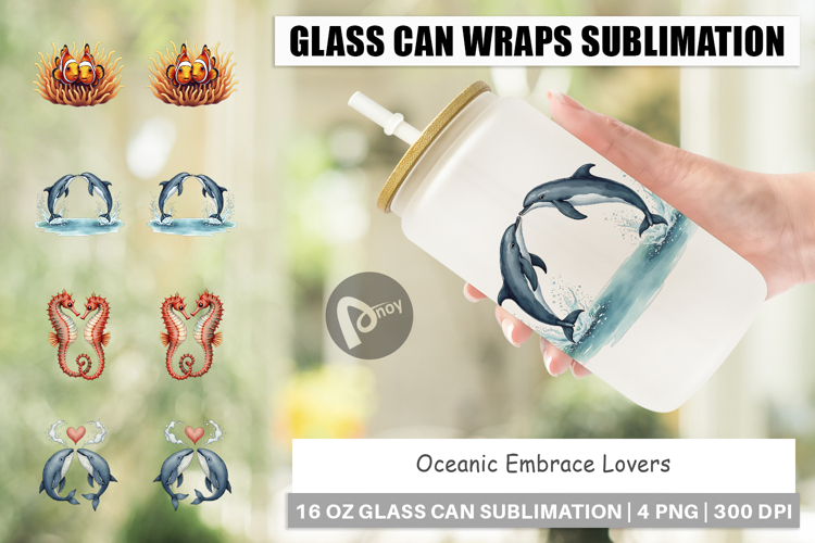 Oceanic Embrace Lovers Glass Can