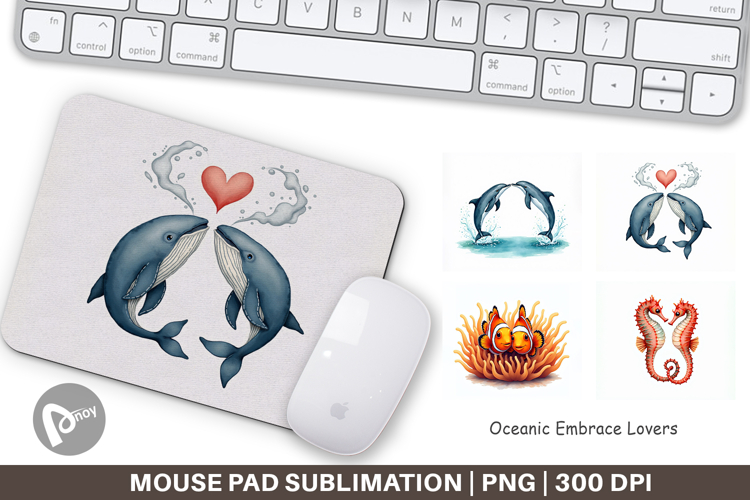 Oceanic Embrace Lovers Mouse Pad