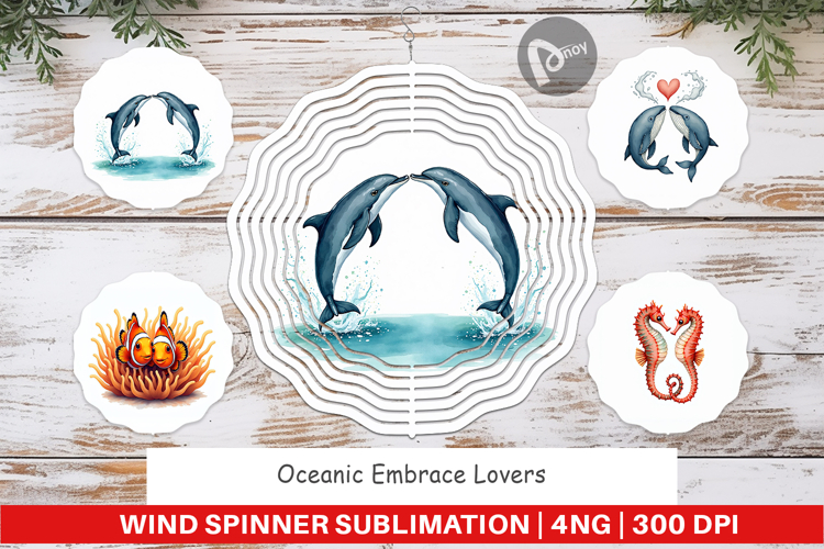 Oceanic Embrace Lovers Wind Spinner