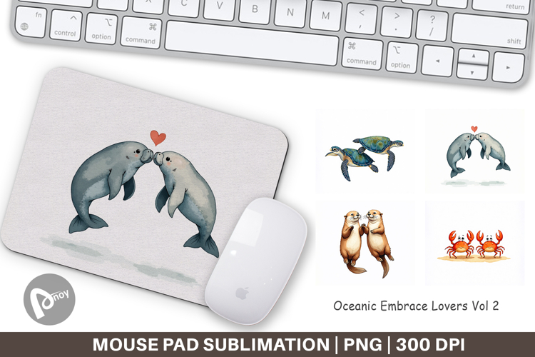 Oceanic Embrace Lovers Mouse Pad