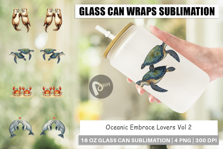 Oceanic Embrace Lovers Glass Can