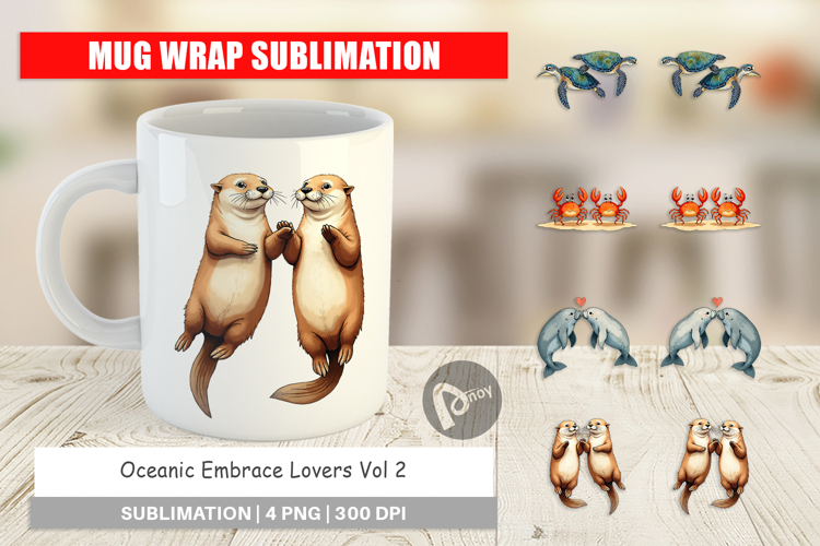 Oceanic Embrace Lovers Mug Wrap