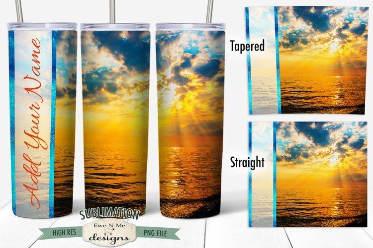 20 oz Skinny Tumbler Sublimation | Ocean Sunrise | Beach example image 1