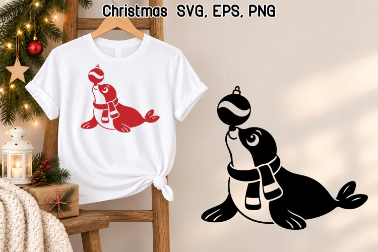 Christmas Seal Ornament SVG | Christmas Animal SVG