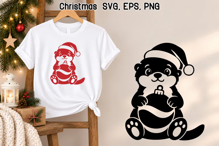 Christmas Otter Ornament SVG | Christmas Animal SVG