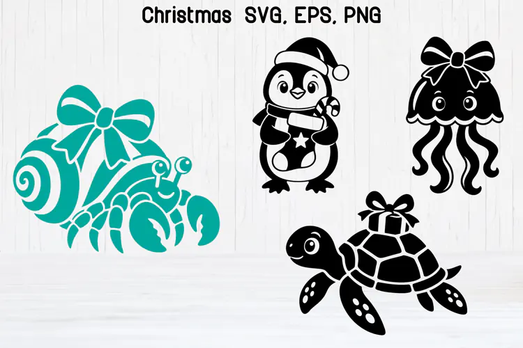 Christmas Sea Animals SVG | Christmas Animal SVG