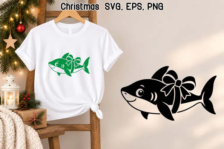 Christmas Shark Bow SVG | Christmas Animal SVG