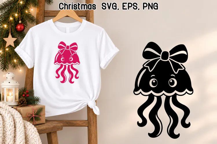 Cute Jellyfish Bow SVG | Christmas Animal SVG