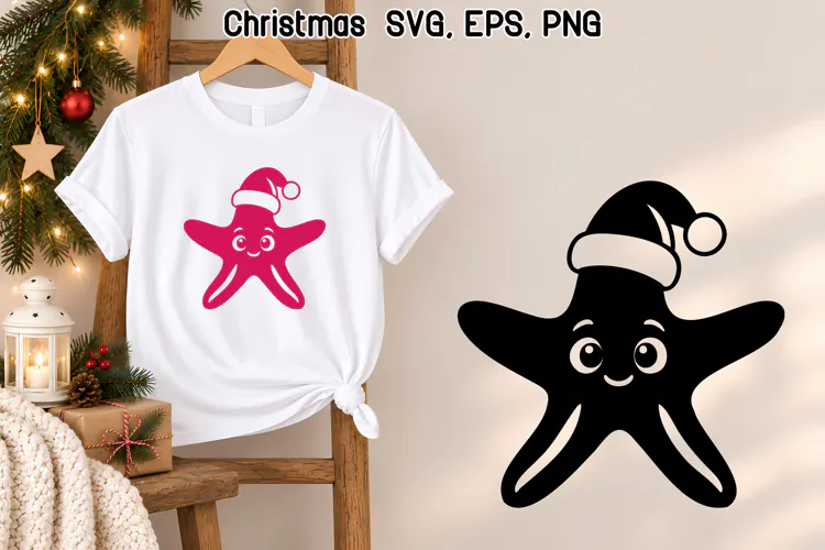 Cute Christmas Starfish SVG | Christmas Animal SVG