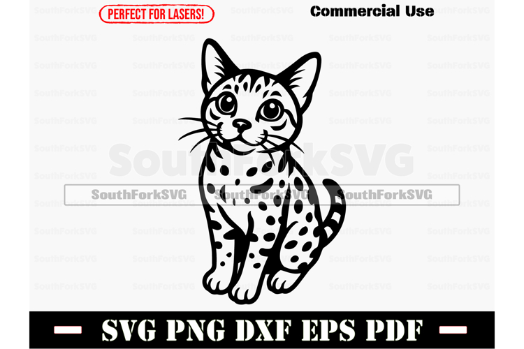 Ocicat Cat Begging Design SVG PNG DXF EPS PDF