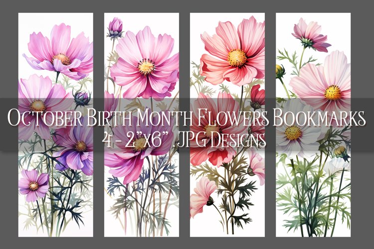 Floral Bookmark, October Bookmark, Cosmos Flowers Bookmark