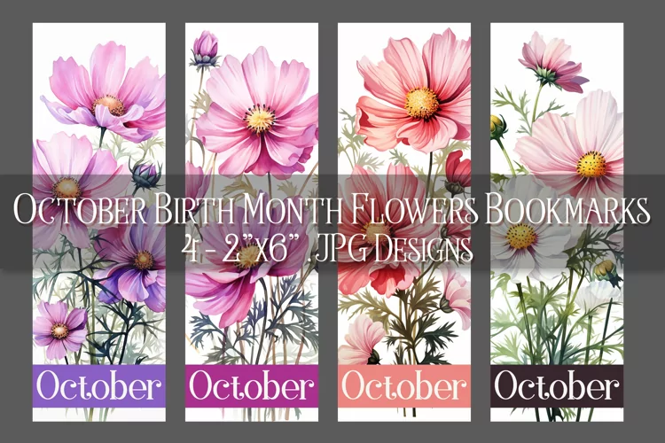 Floral Bookmark, October Bookmark, Cosmos Flowers Bookmark